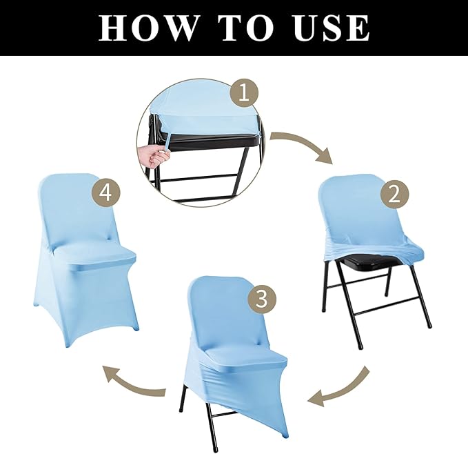 magalo 20 Pack Blue Mist Spandex Folding Waterproof Chair Cover, Stretch Chair Cover Protector for Wedding, Party, Dining Banquet and Other Special Events