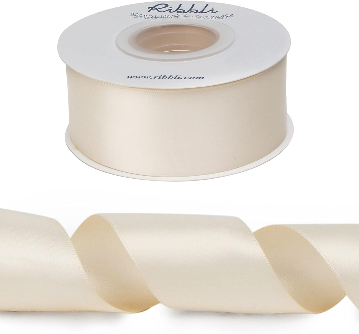 Ribbli Cream Double Faced Satin Ribbon,1-1/2” x Continuous 25 Yards,Use for Bows Bouquet,Gift Wrapping,Wedding,Floral Arrangement