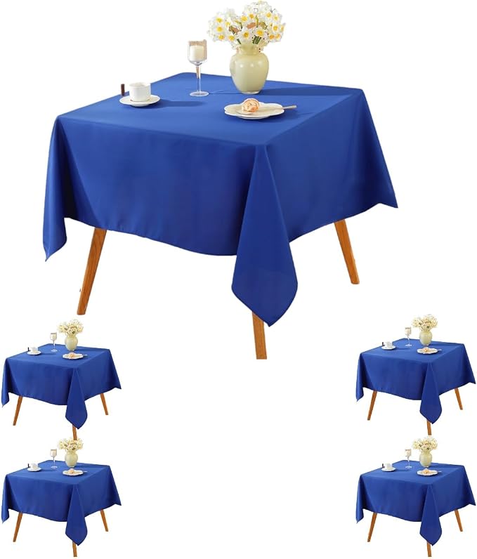5 Pack Square Tablecloth 70 x 70 Inch Royal Blue Tablecloth, Polyester Fabric Washable Table Cloth for Home, Party, Wedding or Restaurant Use.