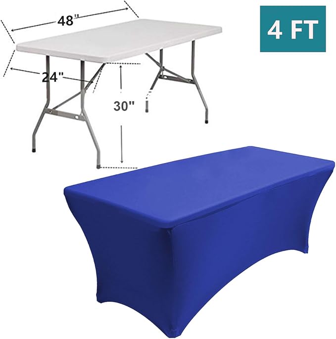 RELIANCER 1 Pack Stretch Spandex Table Covers for Rectangular Tables,4FT Elastic Fitted Tablecloth,Universal Rectangular Table Cloth Protector for Outdoor Party,Wedding,Bar,Birthday,Banquet,Events