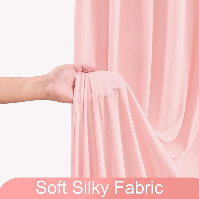 10ft x 7ft Blush Pink Backdrop Curtain for Parties Pink Wrinkle Free Backdrop Drapes Panels for Baby Shower Wedding Birthday Photo Gender Reveal Photography Polyester Fabric Background Decoration