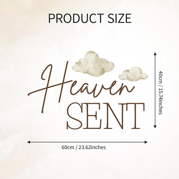 Heaven Sent Baby Shower Decorations - Heaven Sent Sign, Cloud Decal for Balloon Arch Backdrop, Gender Reveal Decorations Sticker, Brown First Birthday Decoration for Girl, 1St Party Supplies for Girl