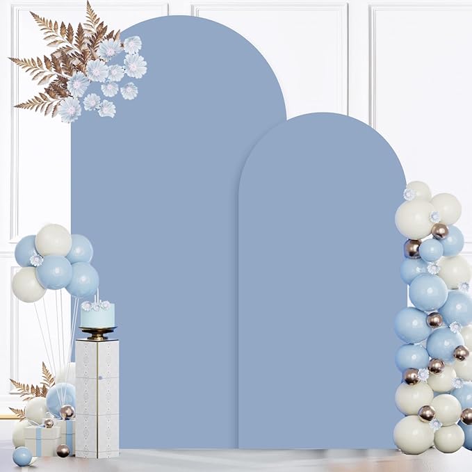 MODFUNS Dusty Blue Arch Cover 6&7.2ft Spandex Wedding Arch Backdrop Covers Set of 2 Fitted Arch Stand Covers Romantic Backdrop Arch Cover for Wedding Birthday Party Banquet Reception Decor
