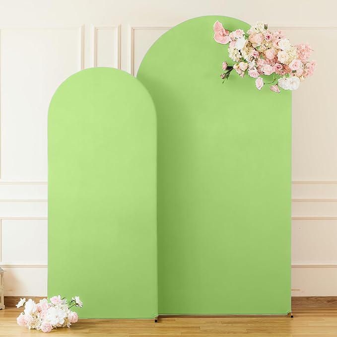 Sage Green Arch Cover 2 Set-7.2 and 6ft Arch Backdrop Cover Spandex Fitted Wedding Arch Stand Covers for Birthday Party Baby Shower Bridal Shower Wedding Reception Banquet Photo Background Decorations