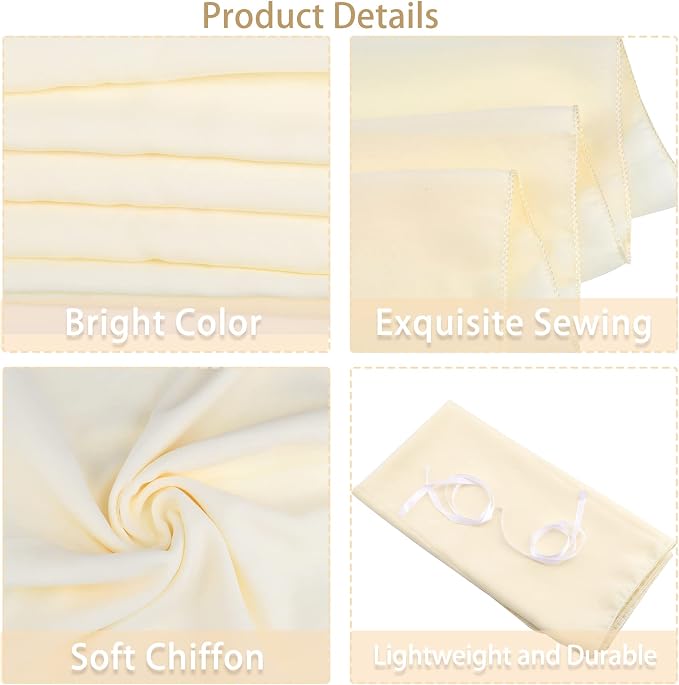 12 Packs 10Ft Chiffon Table Runner 27x120 Inches Sheer Romantic Wedding Table Runners Beige Table Runner for Wedding Birthday Party Bridal Baby Shower Table Decoration
