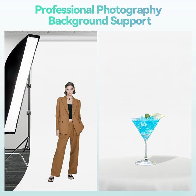 EMART Portable Photography Backdrop Stand Kit 10 x 10 ft with 10 x 20 ft White Backdrop, Adjustable Background Support System for Photo Video Studio, Photoshoot, Party, Live Game, Interviews
