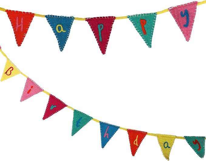 Talking Tables Happy Birthday Felt Bunting Reusable Party Hanging Decoration Colourful Letter Garland for Birthday Celebrations Kids Parties Family Gatherings Soft Fabric Design Eco Friendly 6.5Ft