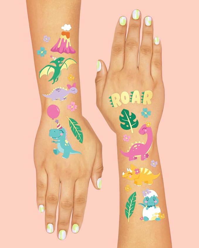 xo, Fetti Dinosaur Tattoos - 38 styles | Birthday Party Supplies, Dinosaur Party Favors, T-rex Decorations