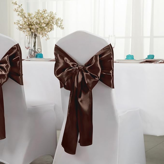 Horbaunal 2 Pack Brown Satin Table Runner 12 x 108 Inch, Smooth Table Runners for Wedding Banquets Birthday Party