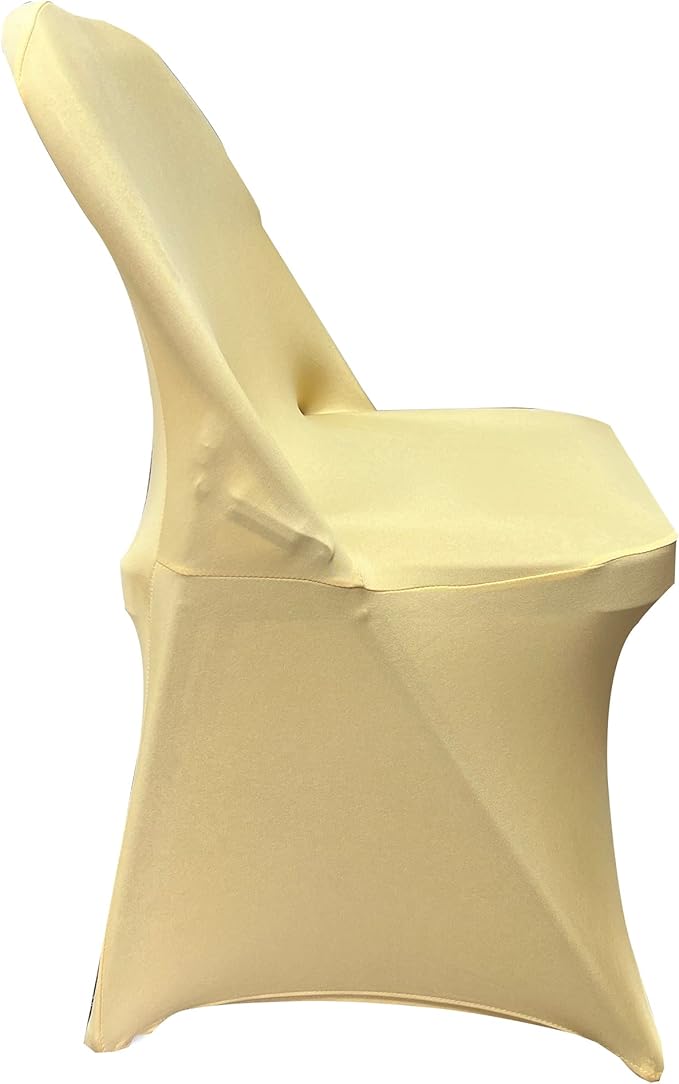 HAINARverS Folding Chair Covers for Wedding, 10pcs Stretch Spandex Washable Fabric Chair Cover, Decoration Chair Cover for Wedding, Party, Banquet, Birthday, Conference, Event(Champagne, 10 PCS)