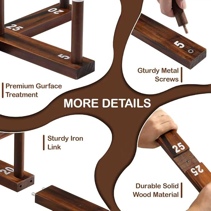 Ring Toss Game for Kids & Adults, Outdoor Yard Games for Adults and Family, Premium Ring Game with 6/10 Rope Rings & Carrying Bag, Perfect for Lawn, Backyard, Beach, Camping