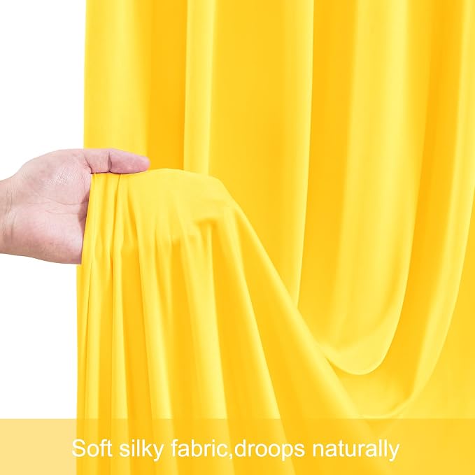 10 Panels Yellow Backdrop Curtains for Wedding Party Wrinkle Free Backdrops Curtain Drapes Fabric Decorations Photo Back Drop Cloth for Baby Shower Photography Stage Reception 50ft(W) x 12ft(H)