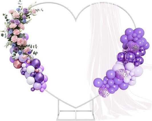 Metal Balloon Arch Kit, Love Balloon Column Arch Frame, Wedding Heart Arch Stand – Supplies for Wedding, Bridal, Valentine's Day, Engagement and Birthday Party(White)