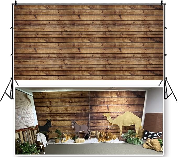 20x10ft Seamless Wood Backdrops for Photography Rustic Grunge Worn Brown Wooden Backdrop Banner Decorations Vintage Wood Board Photography Background Photo Studio Props