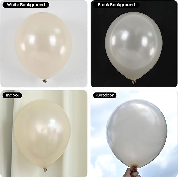 Pearl White Sand Balloons Different Sizes, Pearl Beige Balloons Garland Arch in 18 12 10 5 Inch Ivory Cream Boho Neutral Balloon for Wedding Bridal Shower Graduation Birthday Engagement Anniversary