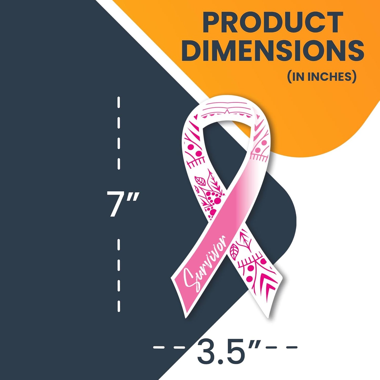 Magnet Me Up Breast Cancer Awareness Pink Mandala Survivor Ribbon Magnet Decal, 3.5x7 Inches, Automotive Magnet for Car Truck SUV, Celebration of Strength, Admiring Survivors, Crafted in USA