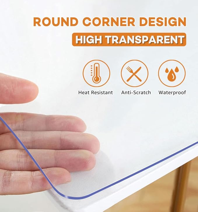 New Clear PVC Table Cover Countertop Protector 40x120 Inch Plastic Transparent Table Pad Protector for Dining Room Table Clear Tablecloth for Kitchen Wood Grain Rectangular Wipeable Heat Resistant