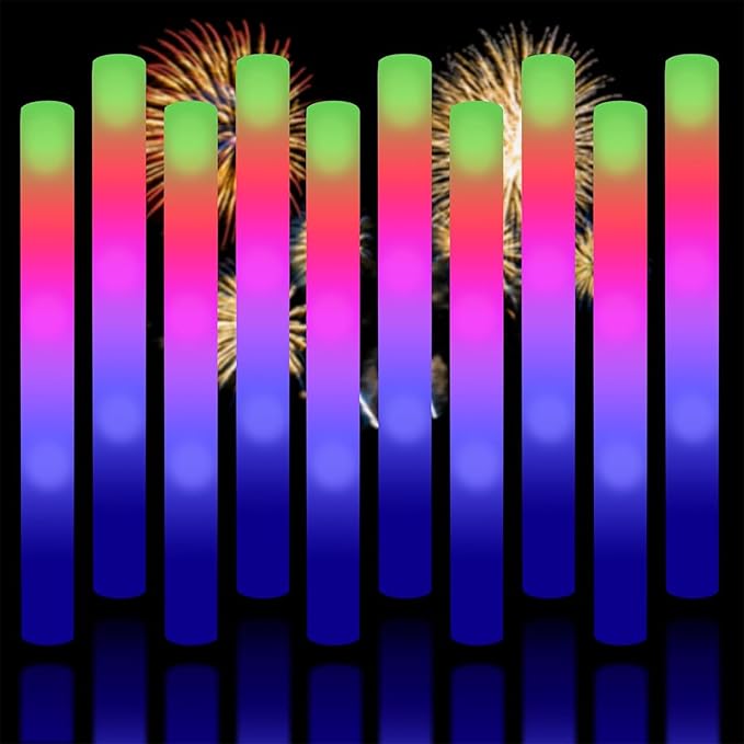 Taotuo Glow Stick Bulk 45 Pcs LED Foam Glow Sticks Party Supplies with 3 Flashing Modes,Glow Sticks Party Pack, Glow in Dark Party Supplies for Wedding, Raves, Concert,Christmas