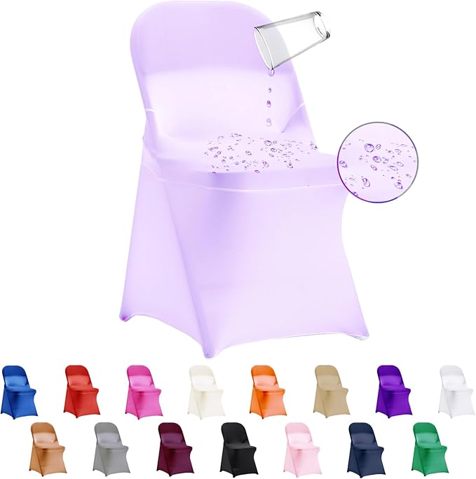 36 PCS Waterproof Stretch Spandex Folding Chair Covers, Dining Room Chair Slipcovers Protector for Wedding, Banquet, Party, Holidays, Celebration and Decoration（Lavender）
