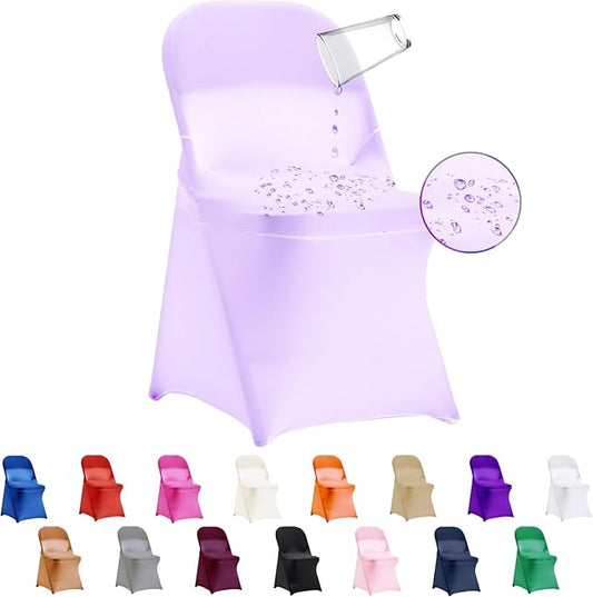 36 PCS Waterproof Stretch Spandex Folding Chair Covers, Dining Room Chair Slipcovers Protector for Wedding, Banquet, Party, Holidays, Celebration and Decoration（Lavender）