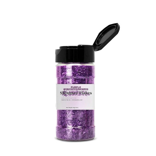 BAKELL Edible Glitter Flakes | Vegan Edible Shimmer Flakes | KOSHER Certified | Halal Certified | 100% Edible & Food Grade | Cakes, Cupcakes, Decoration (Purple, 45g)