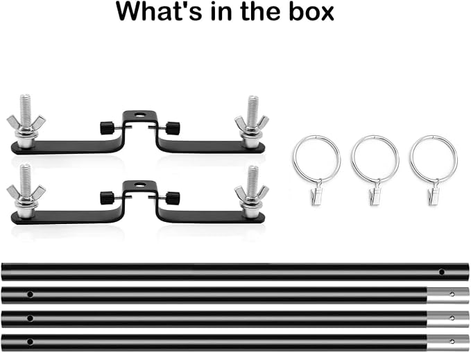 10ft/3M Background Folding Crossbar, Photography Lighting Muslin Backdrop Support Crossbar, 1 x 3m Crossbar, 2 x Mount,3 x Clip