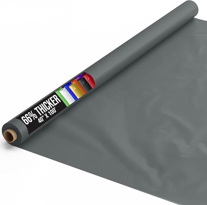 Party Solids 66% Thicker Premium Silver Plastic Table Cover Roll 40" X 100' Table Cloth Plastic Cover Roll Quality Thick Banquet Rolls Disposable Tablecloth Rolls Strong American Based Company