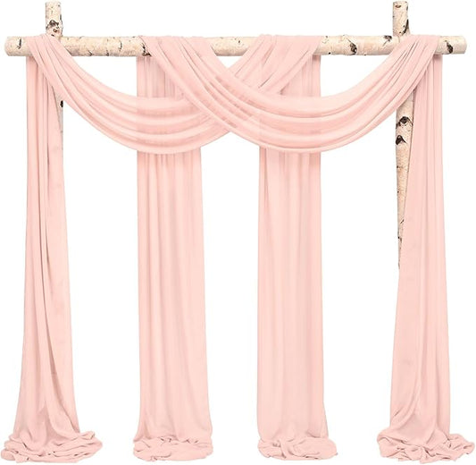 Wedding Arch Draping Fabric,2 Panels 28" x20ft Blush Pink Wedding Arch Drapes for Ceremony Chiffon Fabric Drapes Arbor Drapery Wedding Arch Decorations for Reception Sheer Backdrop Curtains for Party