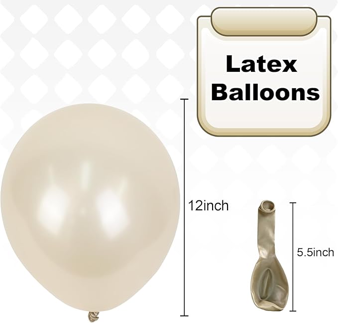 Pearl White Sand Balloons Different Sizes, Pearl Beige Balloons Garland Arch in 18 12 10 5 Inch Ivory Cream Boho Neutral Balloon for Wedding Bridal Shower Graduation Birthday Engagement Anniversary