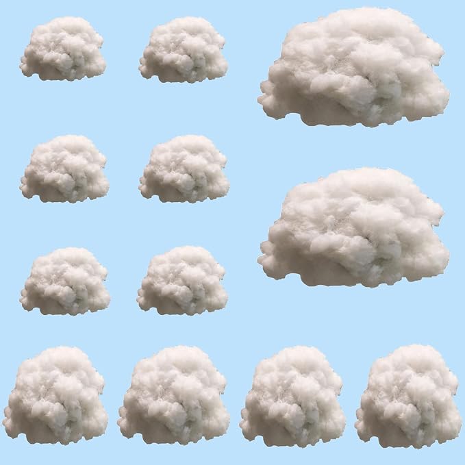 12 Pcs Artificial Cloud Props Imitation 3D Cloud Hanging Decorations Cloud Shape Room DIY Decorative Hanging Ornament for Stage Wedding Party Stage Show Decor (Small,Medium and Large Three Size)