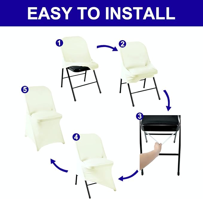 Howhic Folding Chair Covers for Party 12pcs, Ivory Universal Spandex Chair Covers for Folding Chairs, Stretchy Fitted Chair Covers for Wedding, Party, Banquet, Conference (12pcs, Ivory)