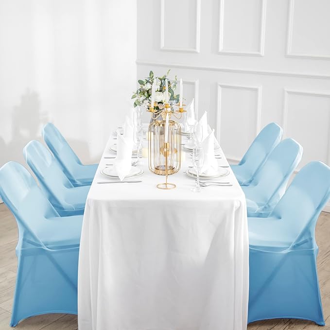 magalo 12 Pack Blue Mist Spandex Folding Waterproof Chair Cover, Stretch Chair Cover Protector for Wedding, Party, Dining Banquet and Other Special Events