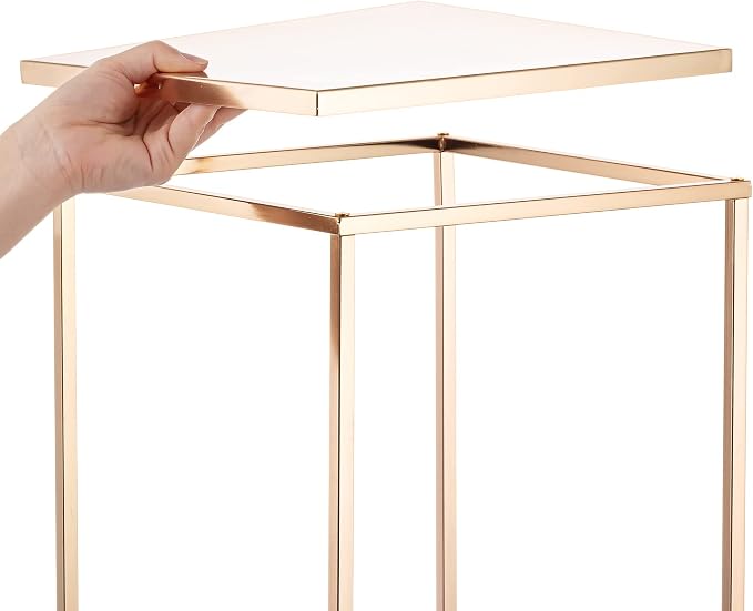 Gold Metal Cube Vase Stand for Wedding Centerpieces, 23.6in Tall, 10 Pcs | Columnar Cube Shape, Easy to Assembly, Flowers Cakes Drinks Display Table Centerpieces for Wedding Party Event