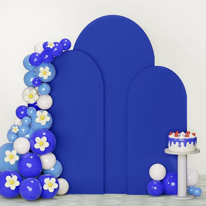 FUHSY Wedding Arch Covers 3 Set 7.2FT, 6.6FT, 6FT Spandex Covers for Arches Fitted Arch Backdrop Stand Cover Blue Birthday Arch Cover for Chiara Backdrop Covers for Bridal Baby Shower Garden Decor