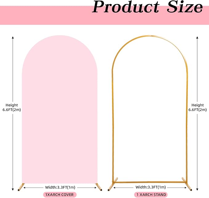 Wedding Arch Backdrop Stand and Cover Set, 6.6 FT Metal Balloon Arch Backdrop Stand for Ceremony Parties Birthday Baby Shower Graduation Decoration