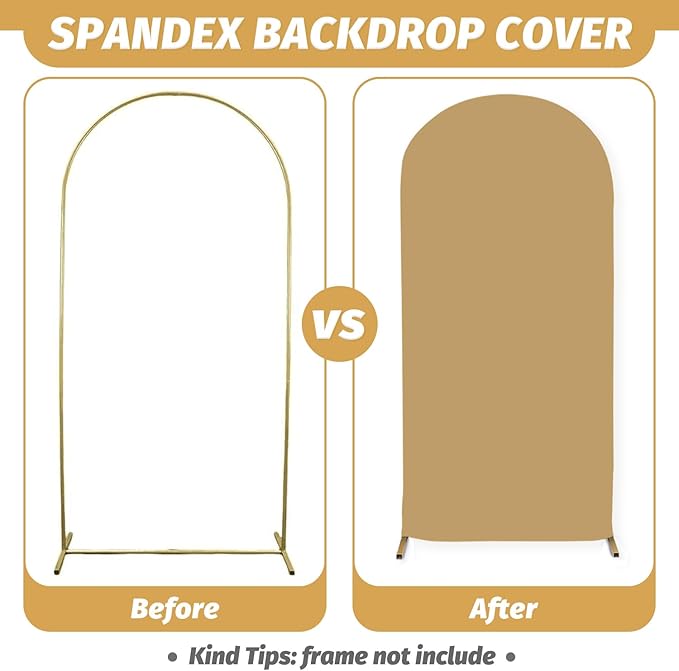 MODFUNS Brown Arch Cover 6&6.6&7.2ft Spandex Arch Backdrop Covers Set of 3 Fitted Arch Stand Cover Khaki Arch Covers Vintage Chiara Covering for Birthday Party Reception Baby Shower Decor