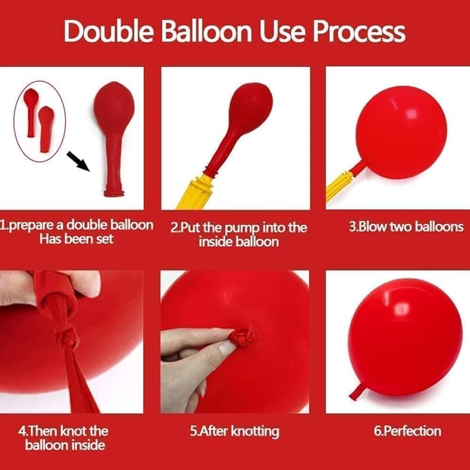 Double Stuffed Red Balloon with Bow, Matte Ruby Red Latex Balloon Arch Garland Kit in Different Sizes 5/12/18 in for Birthday Wedding Baby Shower Mothers Anniversary Bridal Shower Party Decorations