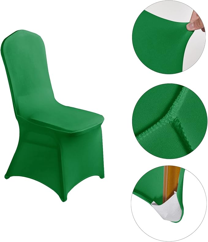 LZY 10pcs Spandex Chair Cover Stretch Slipcovers for Wedding Party, Dining Banquet Chair Decoration Covers (Emerald, 10)