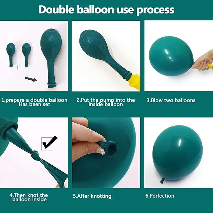 Teal Balloon Garland Arch Kit Double Stuffed, Dark Turquoise Teal-Green Aqua Balloon Different Sizes 18/12/5 Inch for Baby Shower Birthday Wedding Winter New Year Party Decoration