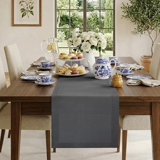 Classic Linen™ by D'Moksha Charcoal Grey Table Runner 36 Inches, 100% Pure Linen, Coffee Table Runner, 14 x 36 Inch for Dresser Tables- Mothers Day, Spring, Summer