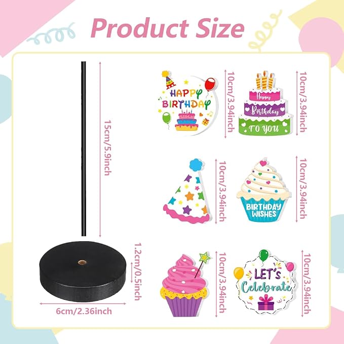 15 Pcs Birthday Table Centerpieces Set - Colorful Honeycomb Balls & Wooden Table Standing Sign Decor Kit for Party, Home Celebration Supplies