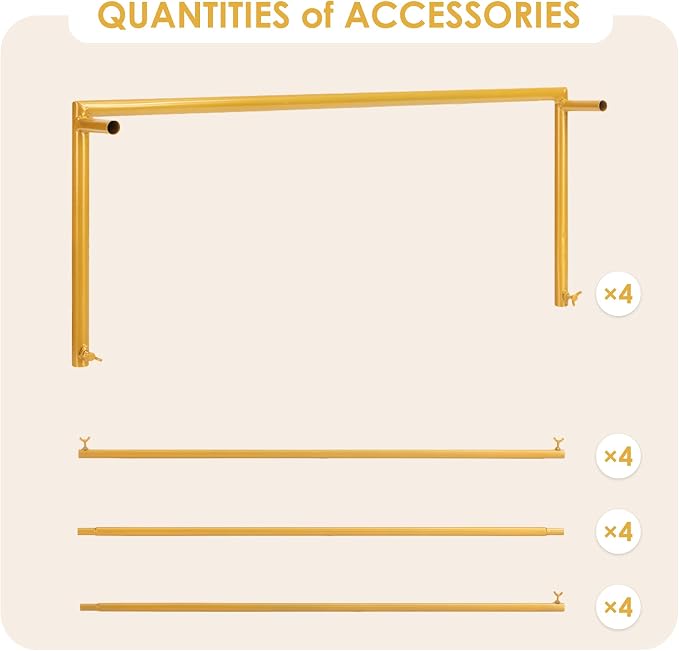 4.95 * 6.56 FT Backdrop Frame Stand, Wedding Decor Metal Arbor Flower Stand, Balloon Arch Backdrop, Golden