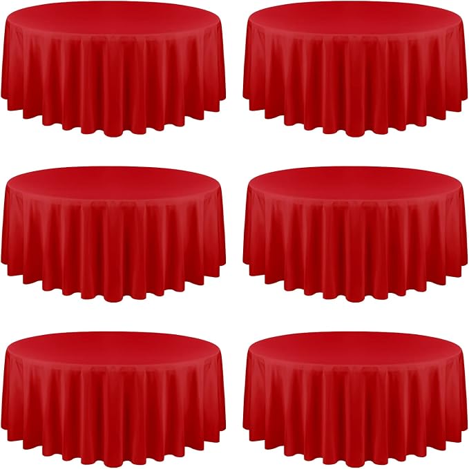 YMHPRIDE 6 Pack Round Tablecloths - Red Table Cloth, 90 Inch Polyester Round Table Cloth, Washable Fabric Table Covers for Wedding, Party, Dining, Banquet