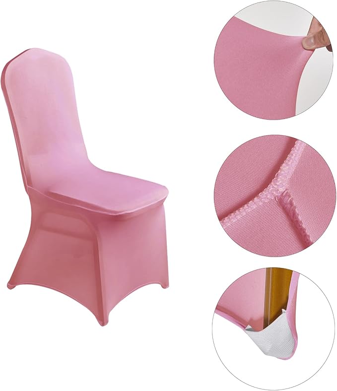 LZY Spandex Chair Cover Stretch Slipcovers for Wedding Party, Dining Banquet Chair Decoration Covers (Dust Pink, 20)