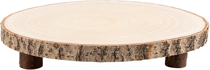 Ruizhihu Wood Cake Stand, 10-11 Inch Wood Slice With Legs, Rustic Slice Cake Stand, for Wedding Table Centerpieces, Woodlandthemed Parties, Event, Birthday Party