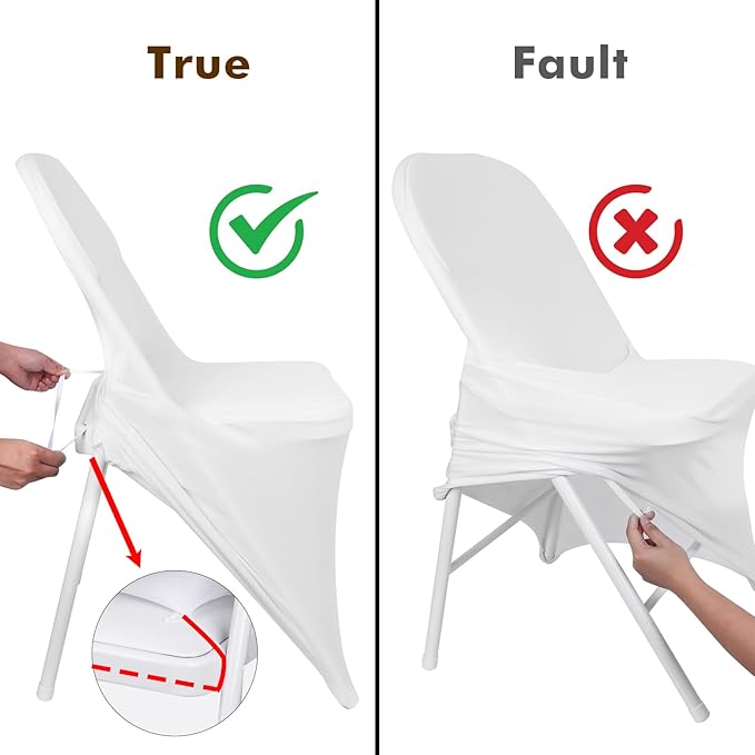 Fixwal 36 Pcs White Folding Chair Cover, Spandex Stretch Covers Ideal for Wedding, Party, Dining, Business Meeting, Banquet, Universal Fitted Washable Slipcover.