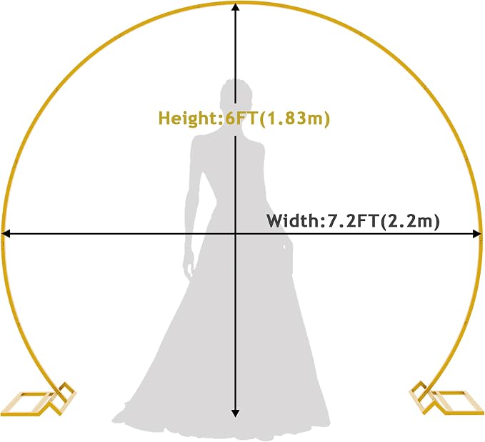Fomcet 7.2FT Round Backdrop Stand Gold Metal Circle Balloon Arch Frame Large Wedding Arch Stand for Birthday Party Anniversary Valentine Wedding Ceremony Decorations