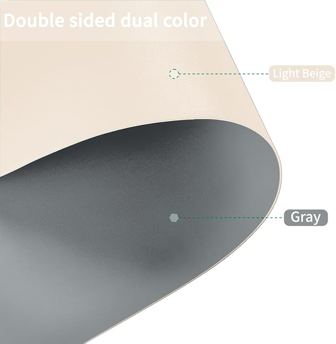 Round Table Cover - Can Be Used On Both Sides Waterproof and Easy to Clean Good Flatness Used for Dining Table(Light Beige+Light Gray Dia.42Inch)