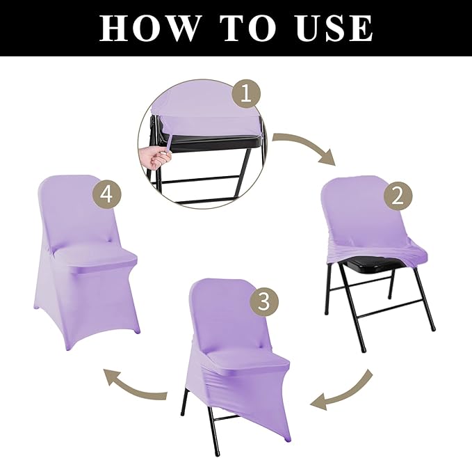 magalo 20 Pack Lavender Spandex Folding Waterproof Chair Cover, Stretch Chair Cover Protector for Wedding, Party, Dining Banquet and Other Special Events