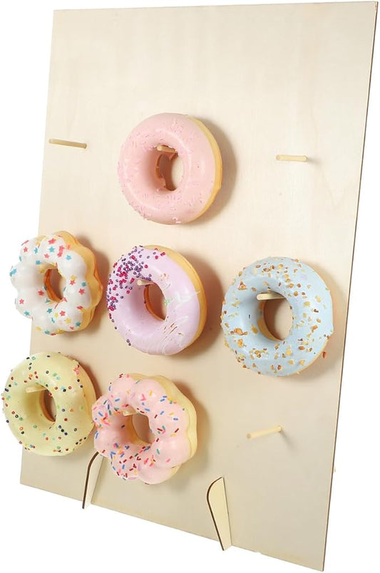 IMIKEYA Donut Display Stand Dessert Table Display Bagel Wall Display Board Doughnut Bagel Holder Dessert Stands Board Doughnuts Wall Stands Doughnuts Tower Stand Desktop Bench Wood